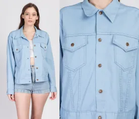 70s Light Blue Denim Look Jacket - Large