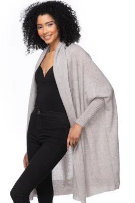 100% Cashmere Cocoon Shawl Jacket in Koala Grey