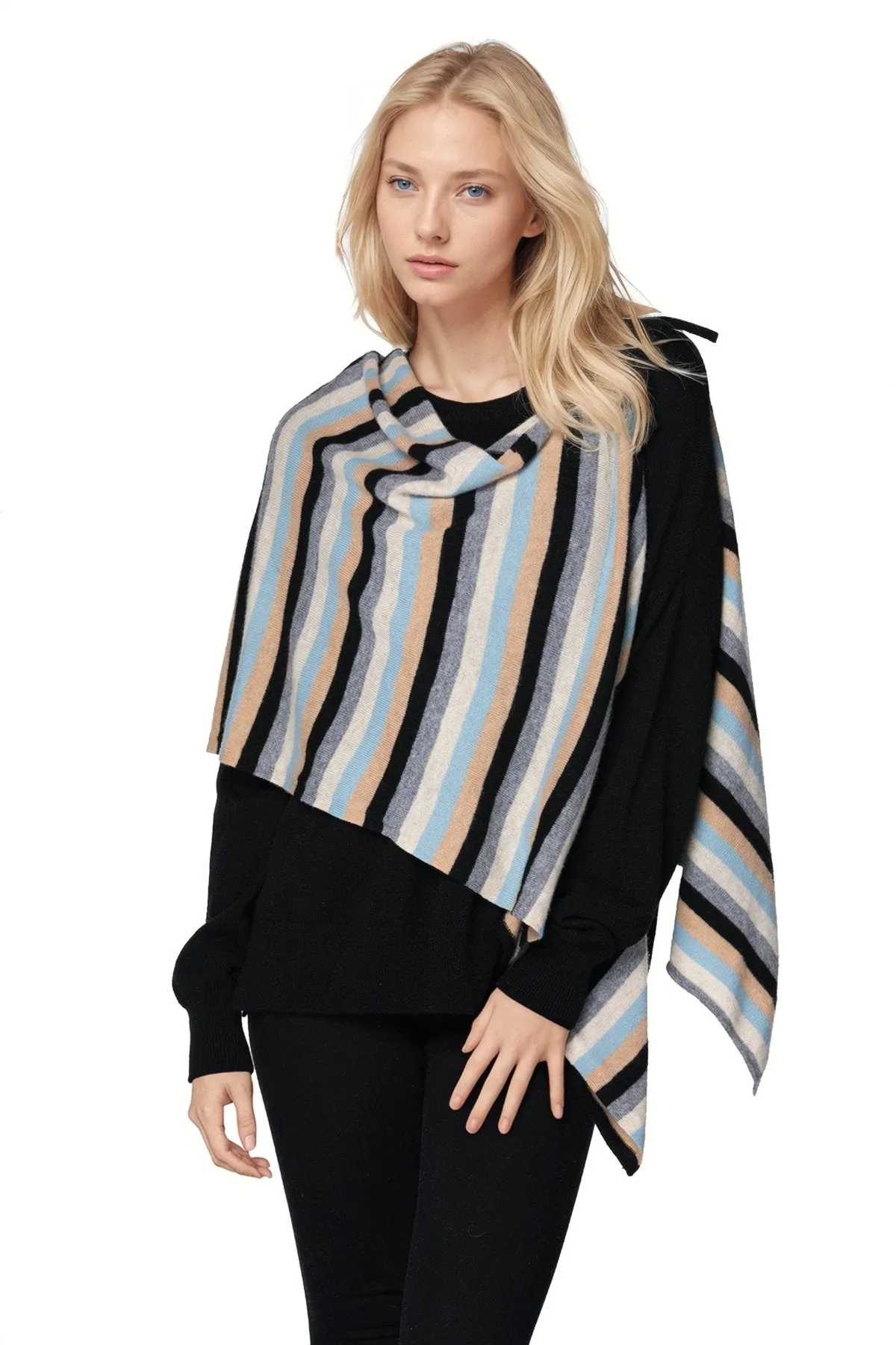 100% Cashmere Harlow Multi Wear Wrap Poncho Scarf