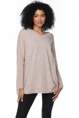 100% Cashmere Reversible Easy V-Neck Sweater - Neutrals