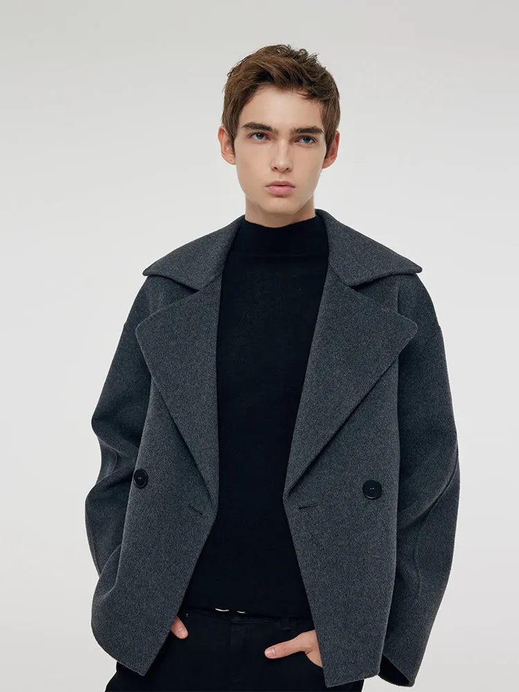 100% Wool Lapel Unisex Short Coat