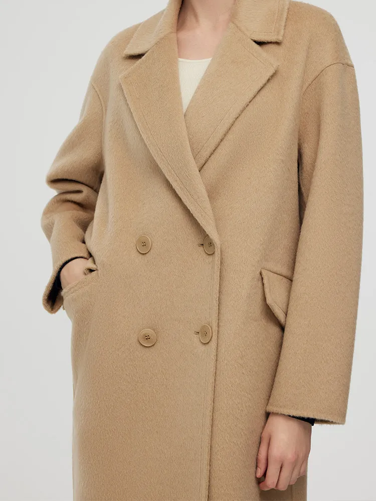 Alpaca Wool Notched Collar Women Coat