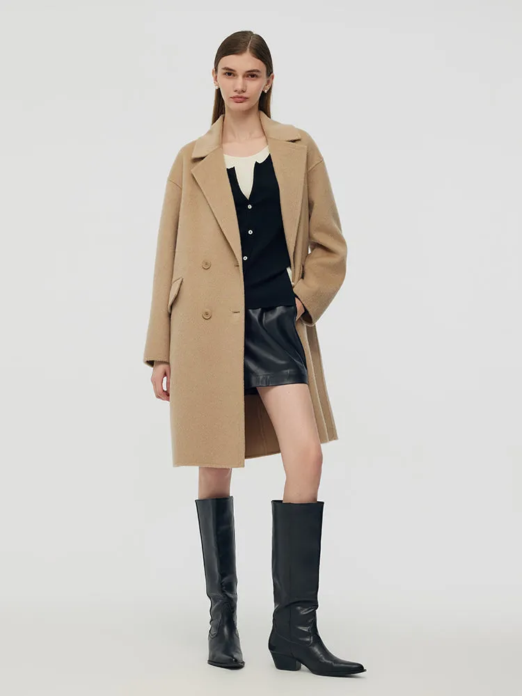 Alpaca Wool Notched Collar Women Coat