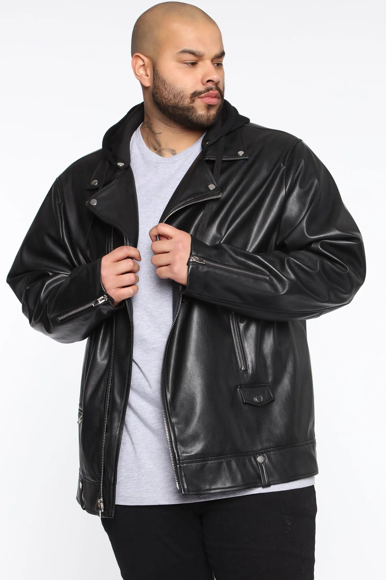 Bad Boy Hooded Moto Jacket - Black