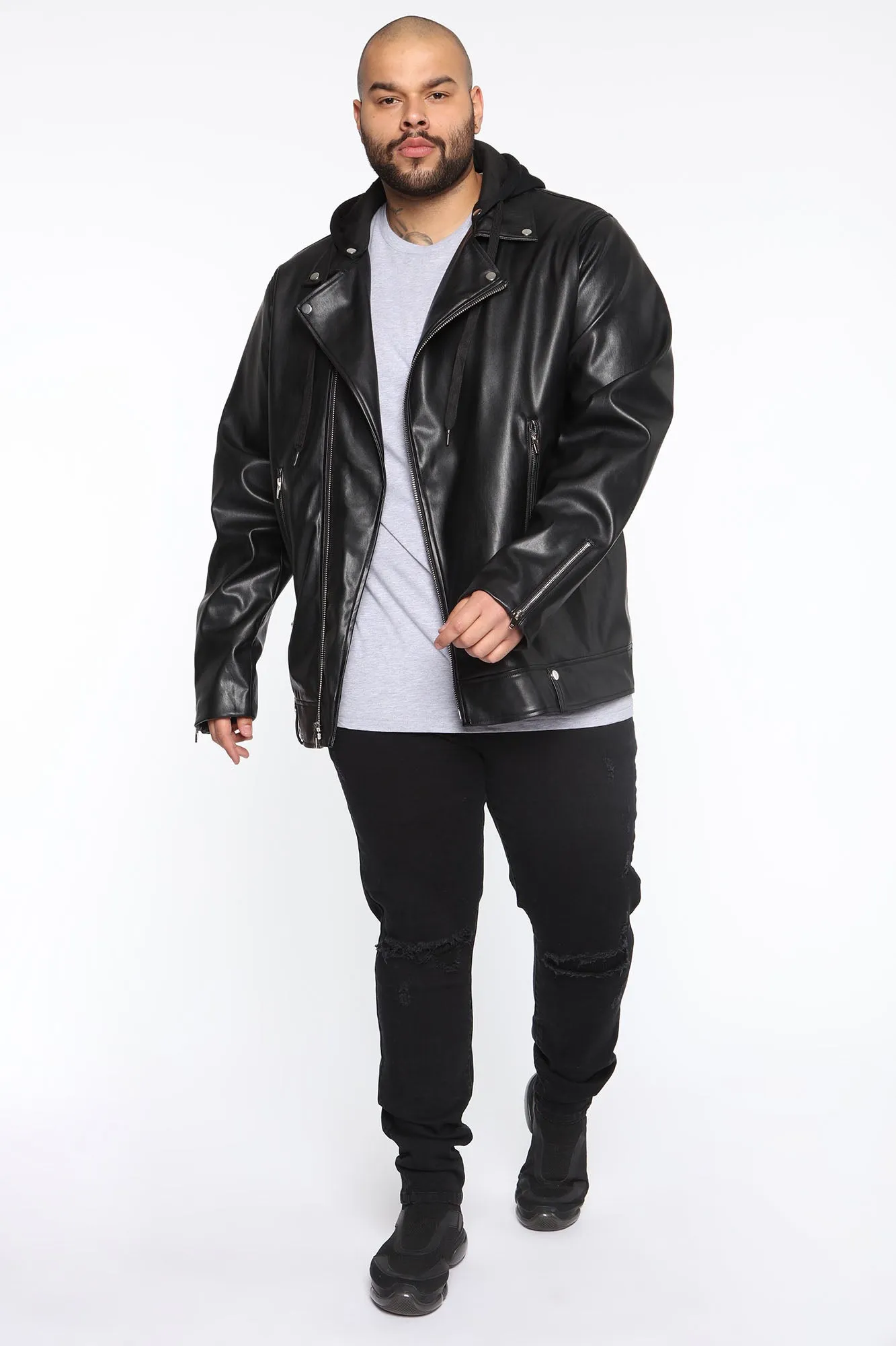 Bad Boy Hooded Moto Jacket - Black