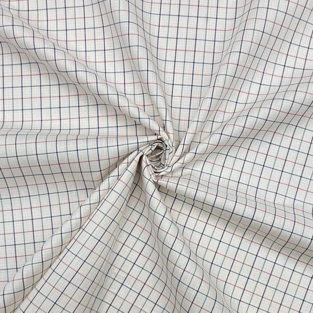 Blue and Red Checkered Cotton Shirting Fabric