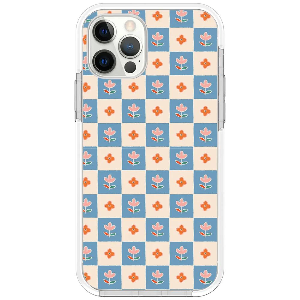 Blue Checkered Flower Case