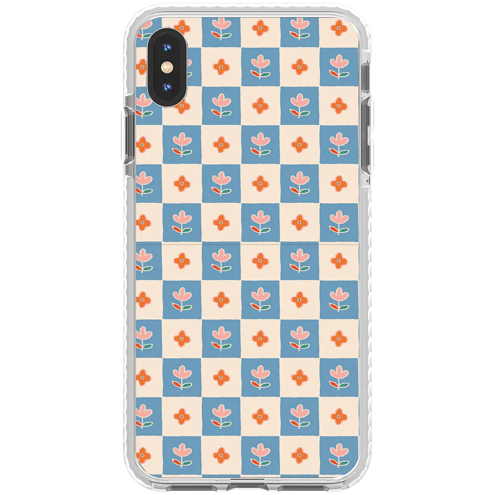 Blue Checkered Flower Case