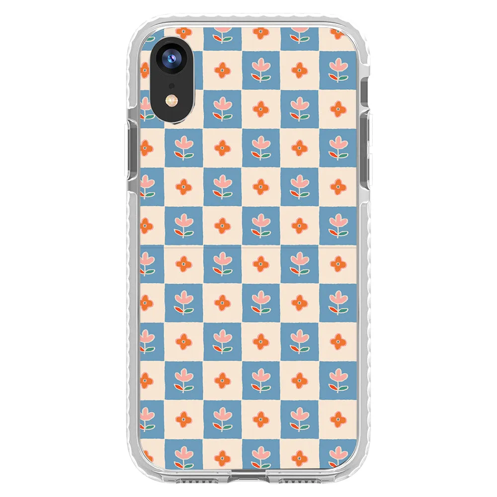 Blue Checkered Flower Case