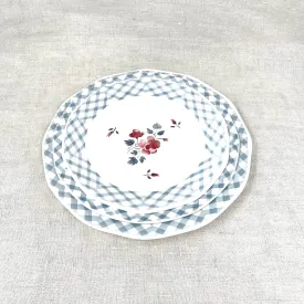 Blue checkered plate with roses