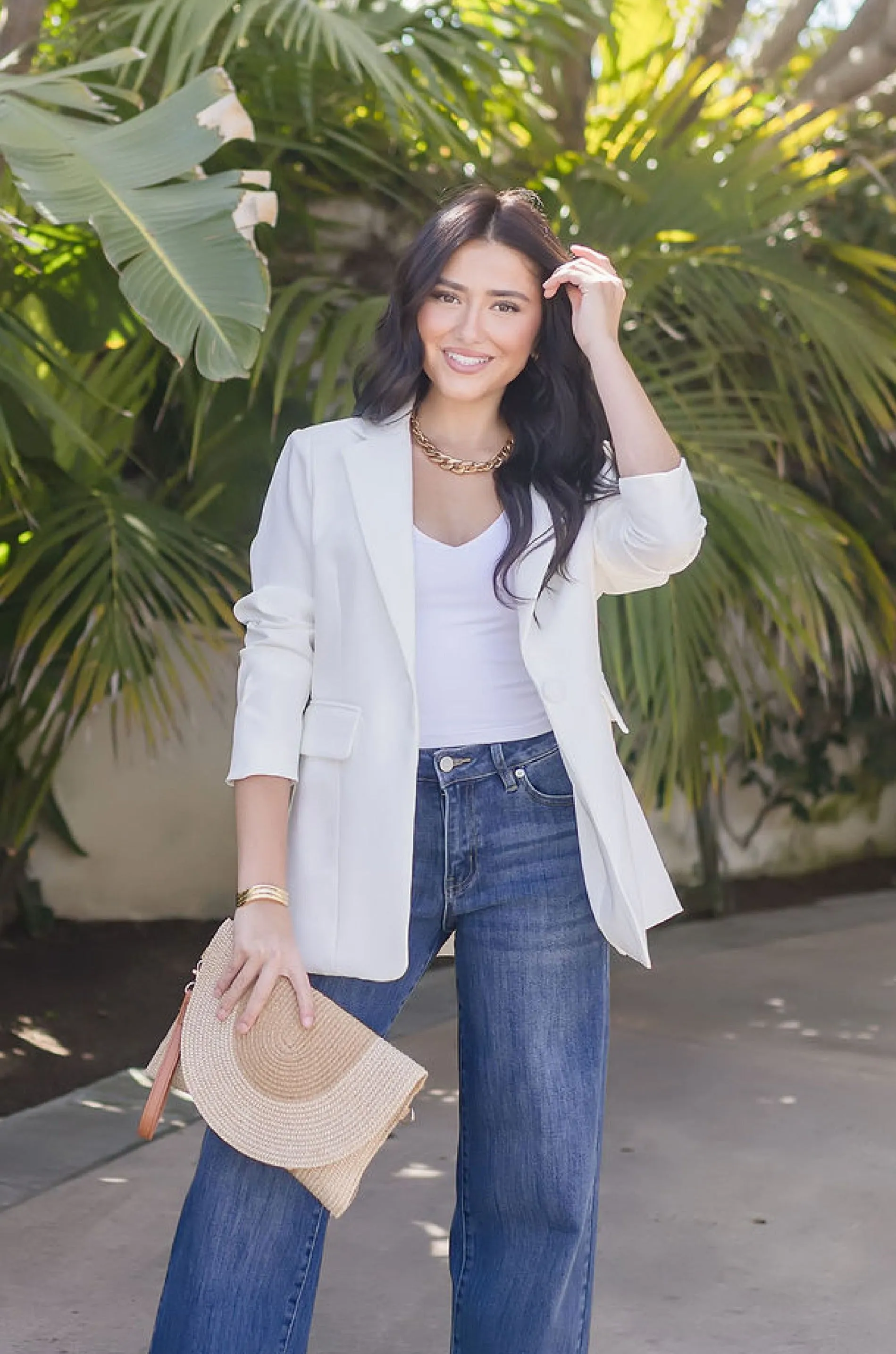 Brianna Notched Lapel Blazer White