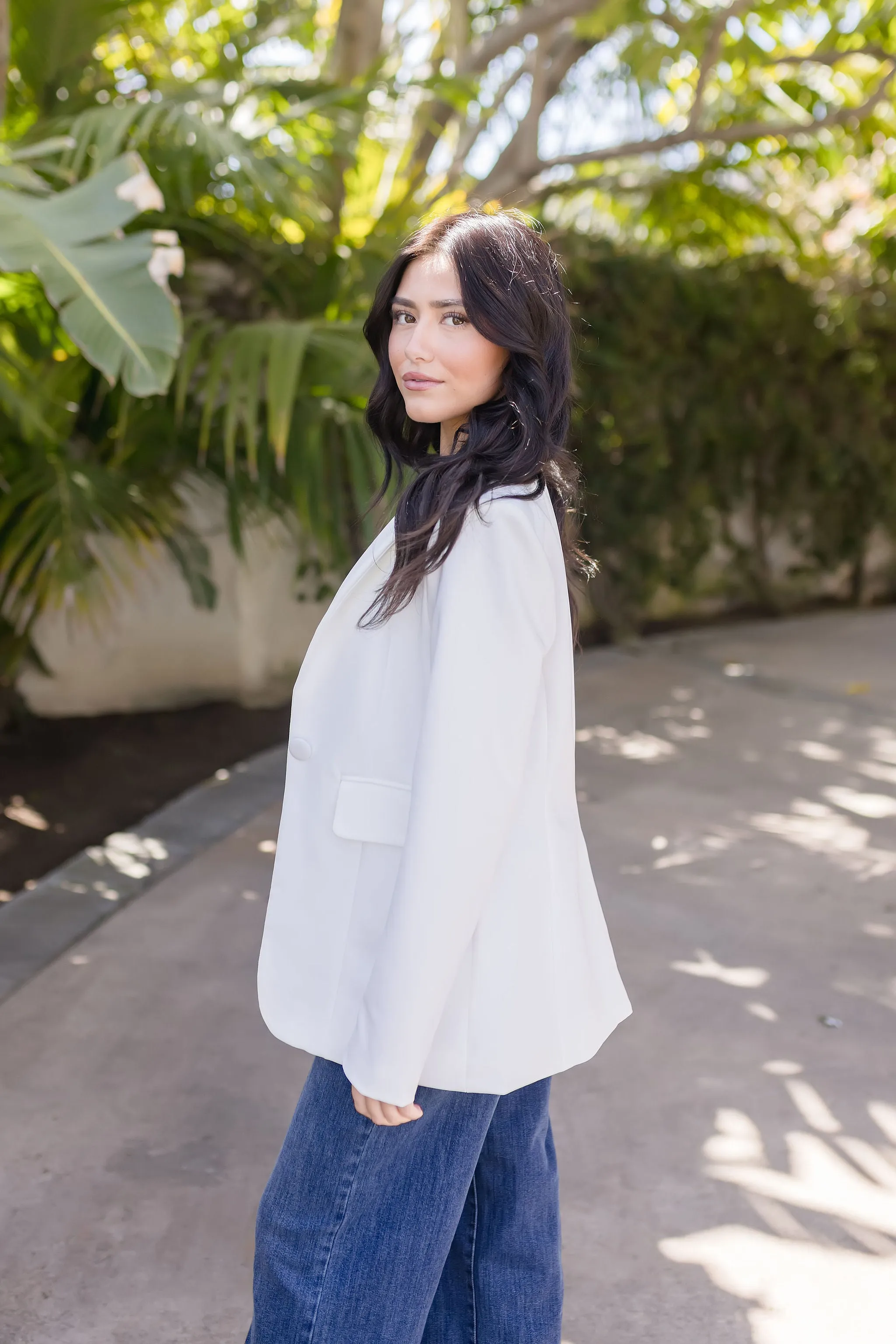 Brianna Notched Lapel Blazer White