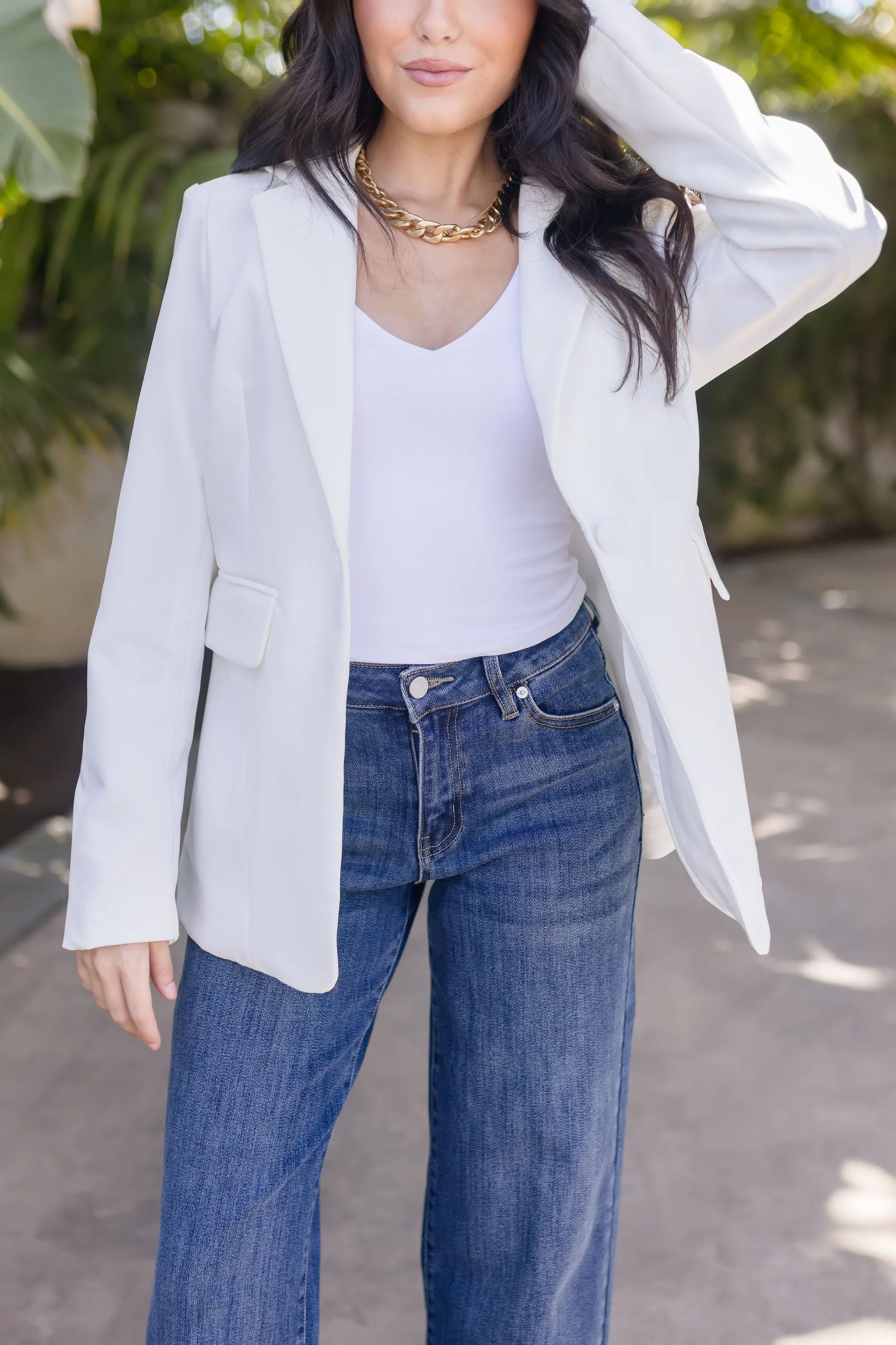 Brianna Notched Lapel Blazer White