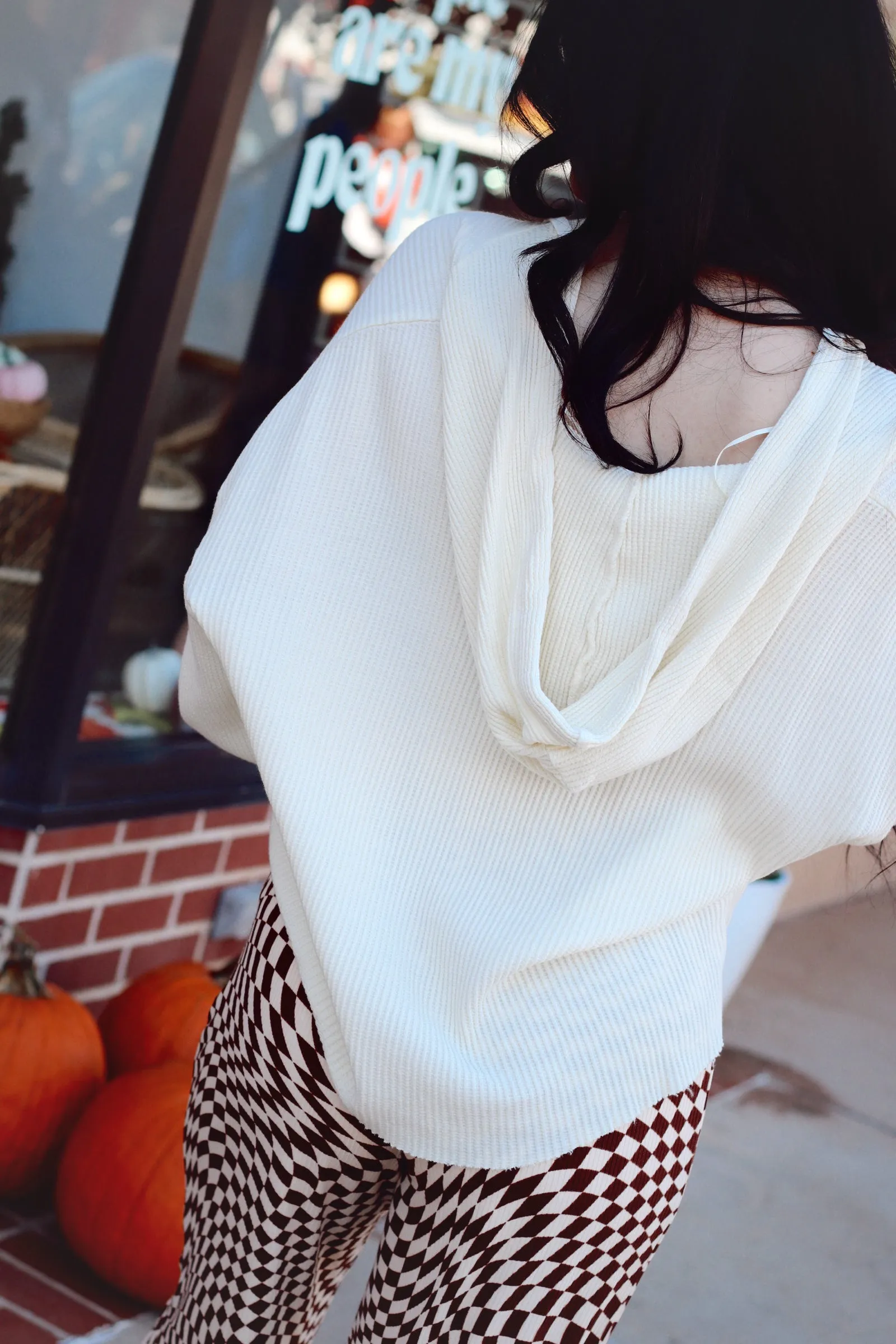 Carter Waffle Knit Hoodie   Cream