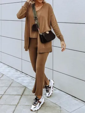 Casual Long-sleeved Knitted Three-piece Suit