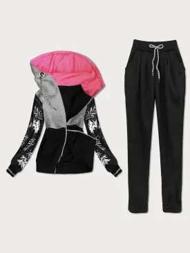 Casual Loose Long Sleeve Hooded Jacket Pants Suit