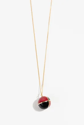 Checkered Sphere Necklace - Red   Black