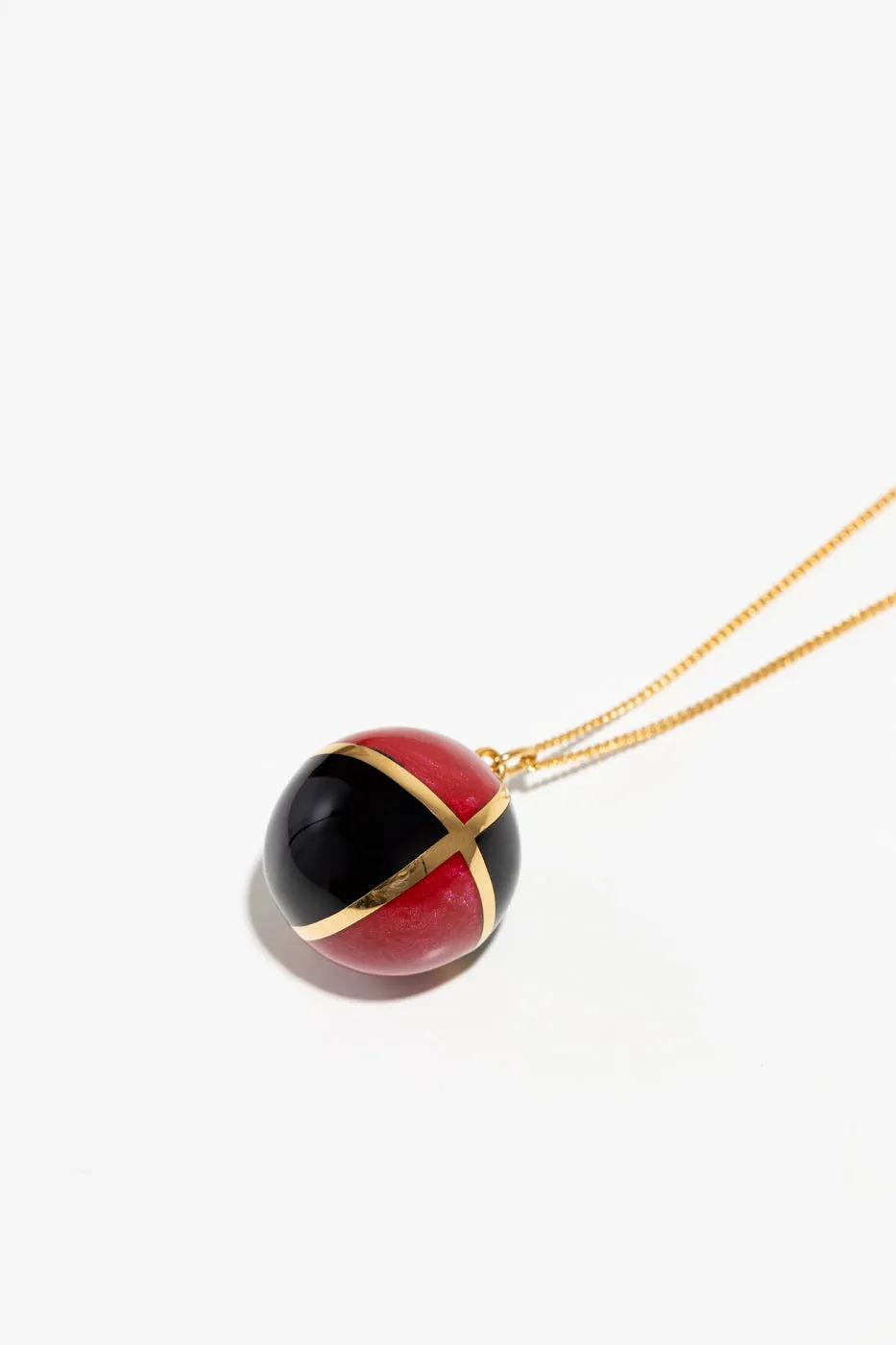 Checkered Sphere Necklace - Red   Black