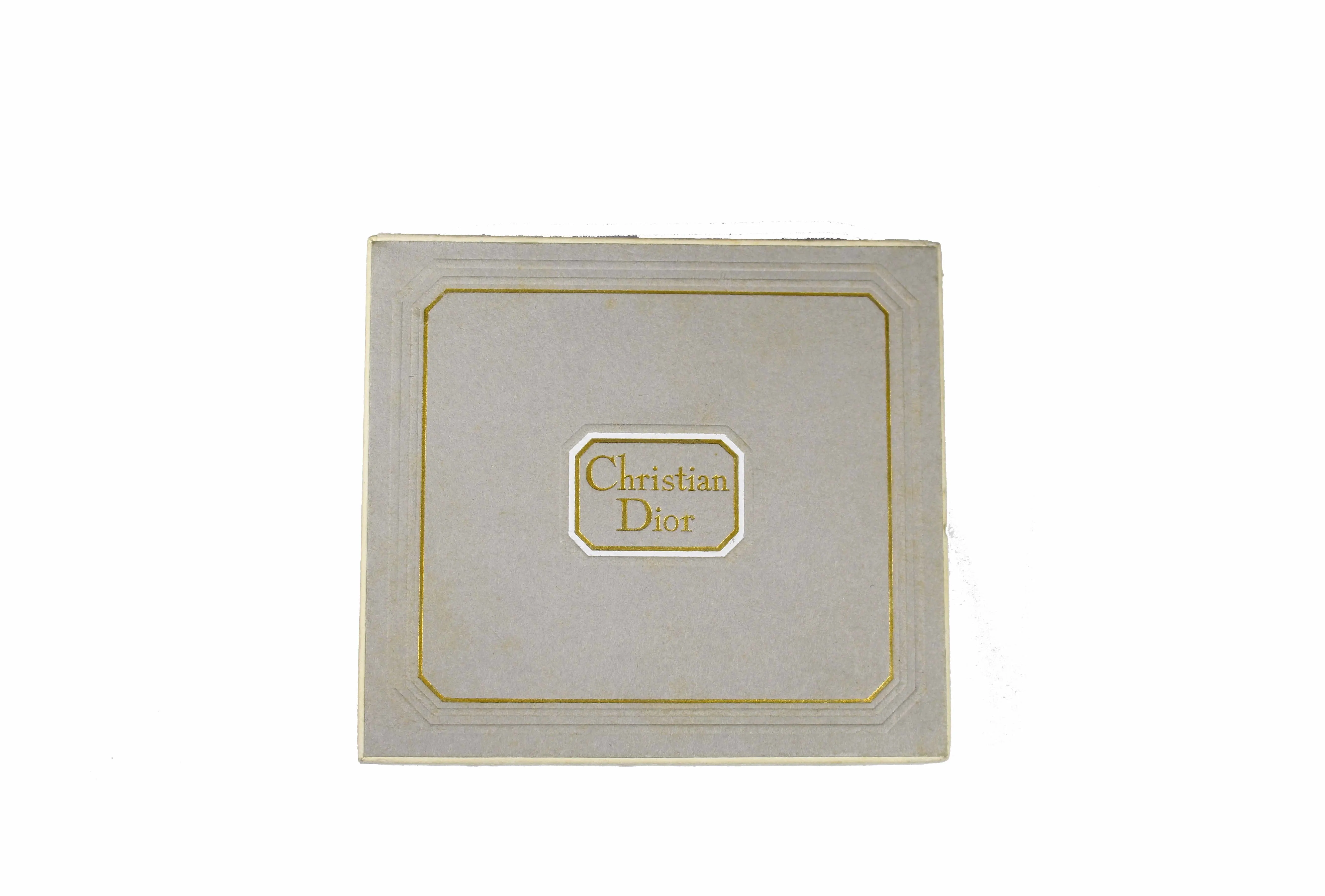 CHRISTIAN DIOR powder compact case checkered silver