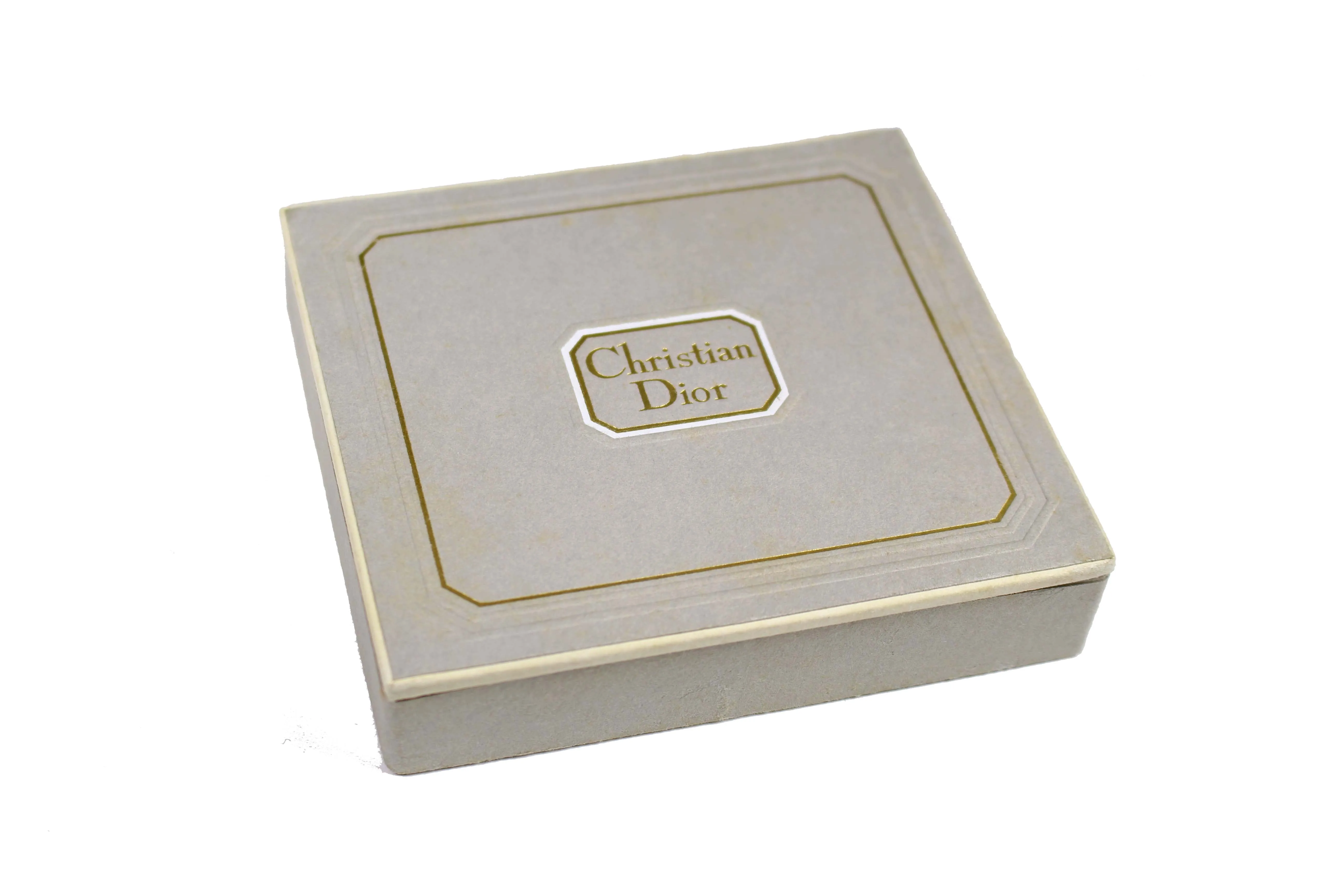 CHRISTIAN DIOR powder compact case checkered silver