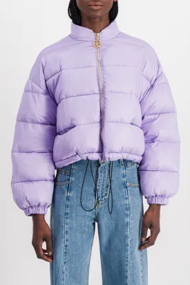 Cropped drawstring puffer jacket