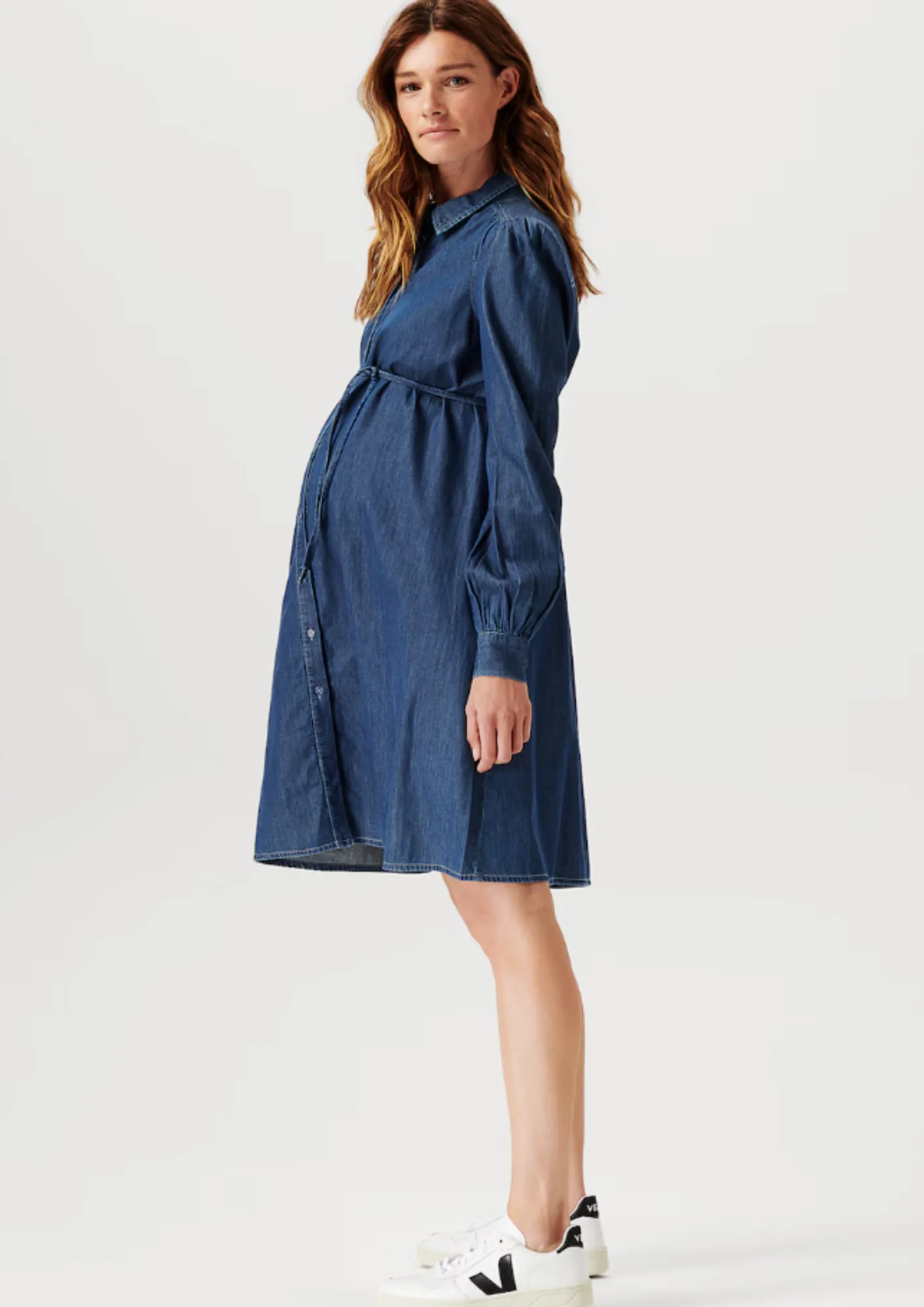 DARK BLUE DENIM MATERNITY DRESS