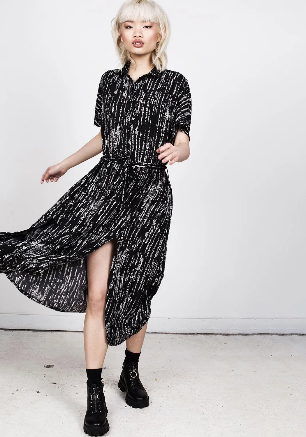 Digital Rain Shirt Dress