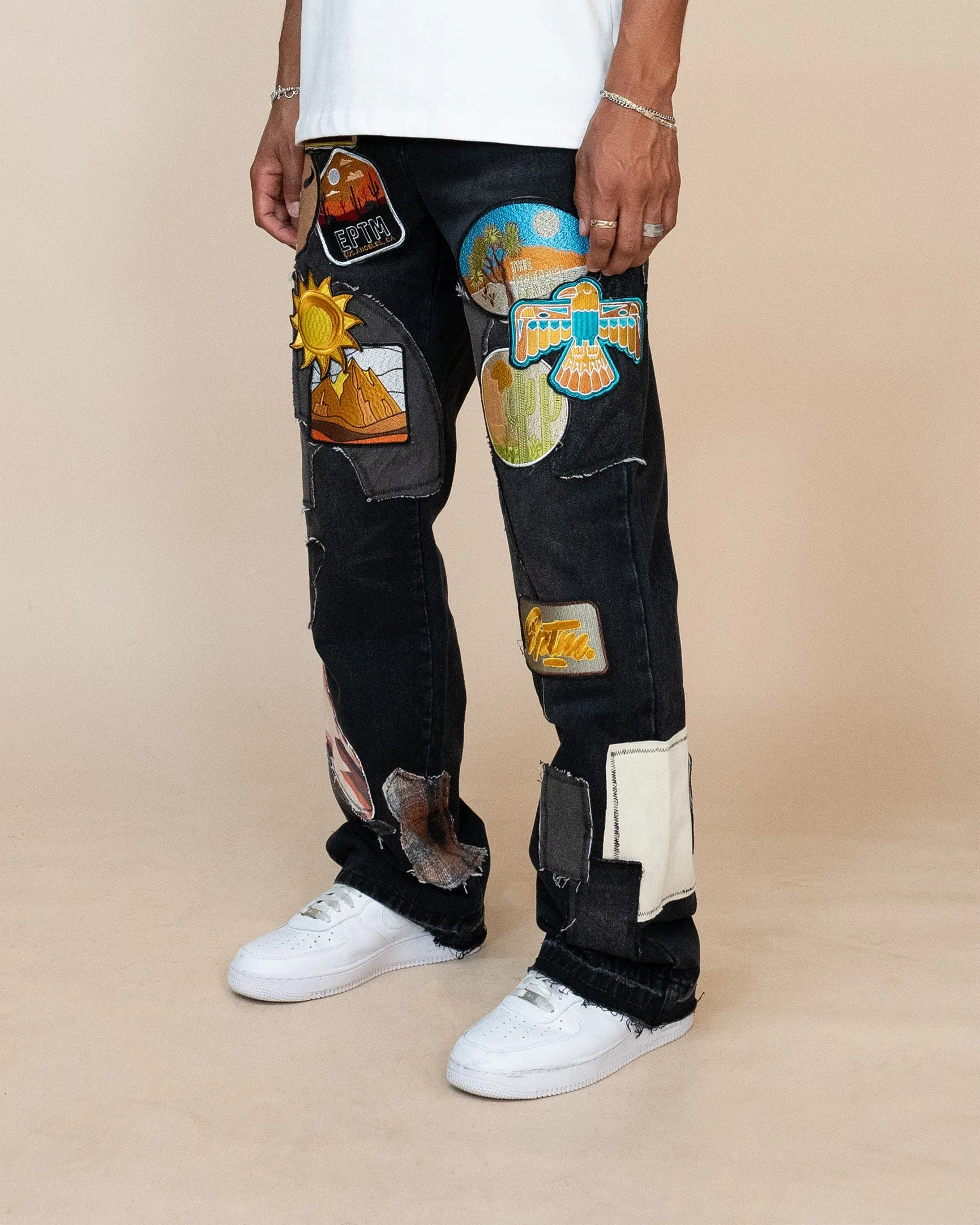 EPTM PATCHWORK JEANS - BLACK