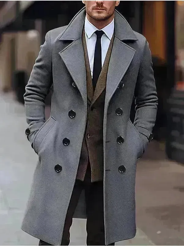 Fall Winter Men Woolen Coat Double Breasted Overcoat for men
