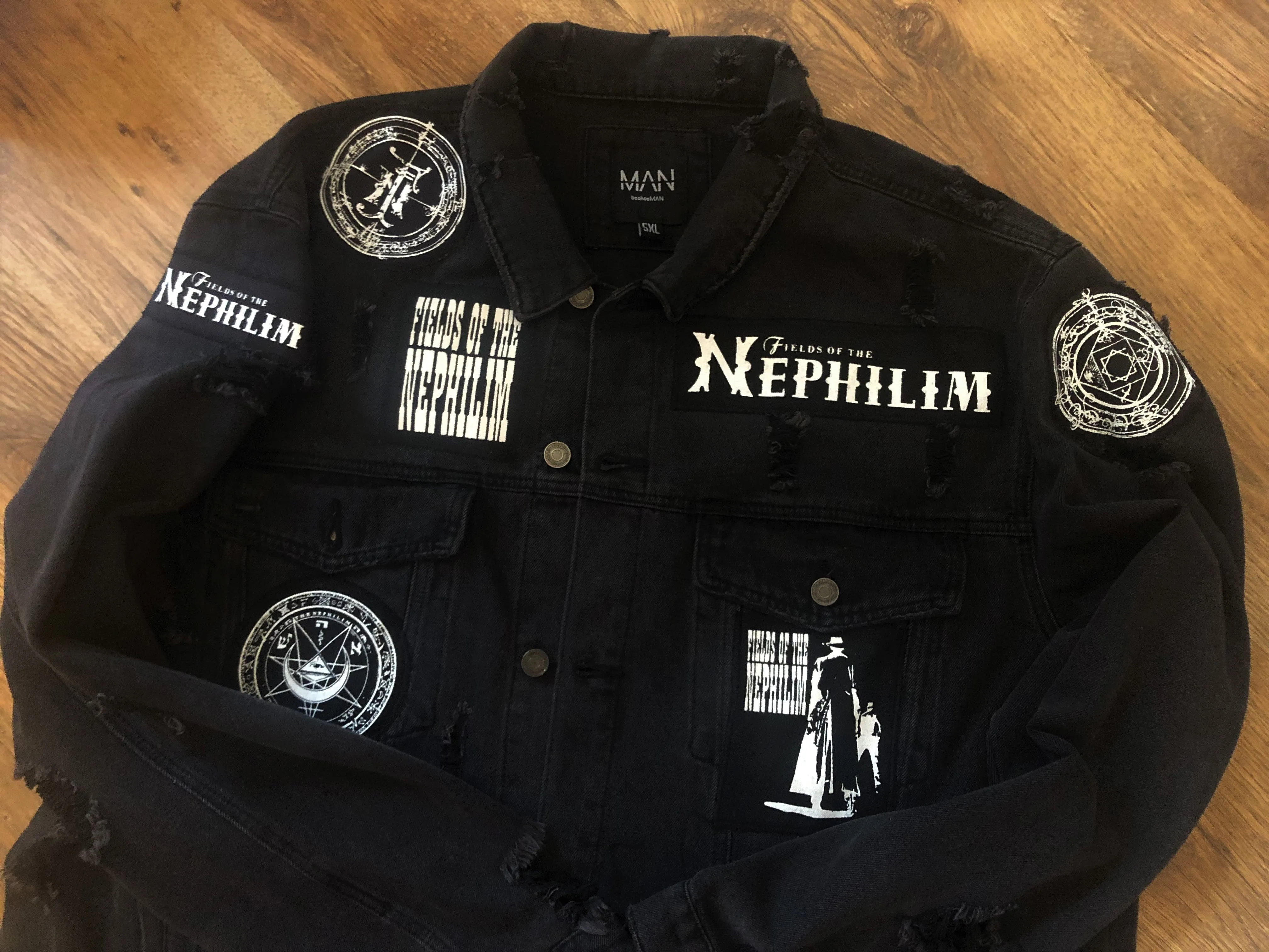 Fields Of The Nephilim Distressed Denim Jacket Dawnrazor Elizium Psychonaut