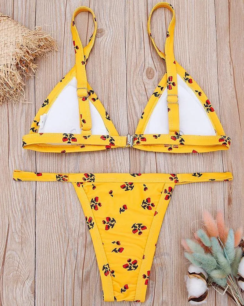 Floral Print Spaghetti Strap Bikini