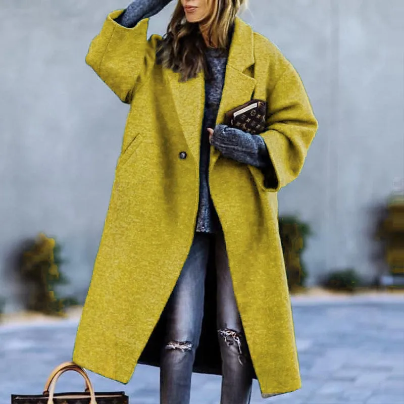 Flytonn-Fall Outfits Women Outwear Streetwear -hoco dresses homecoming dresses  women dress to impress -women's outerwear women's coat New Solid Color Lapel Loose-fitting Green Woolen Coat