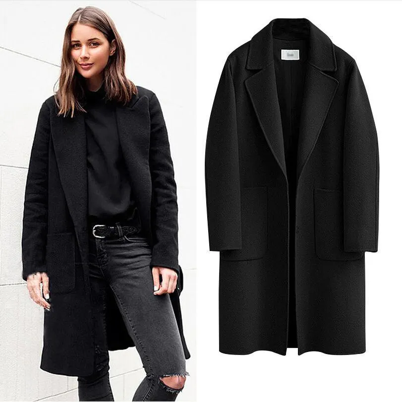 Flytonnshop winter outfits men Autumn and Winter Women's Double-Sided Woolen Coat Long Loose Woolen Coat for Women