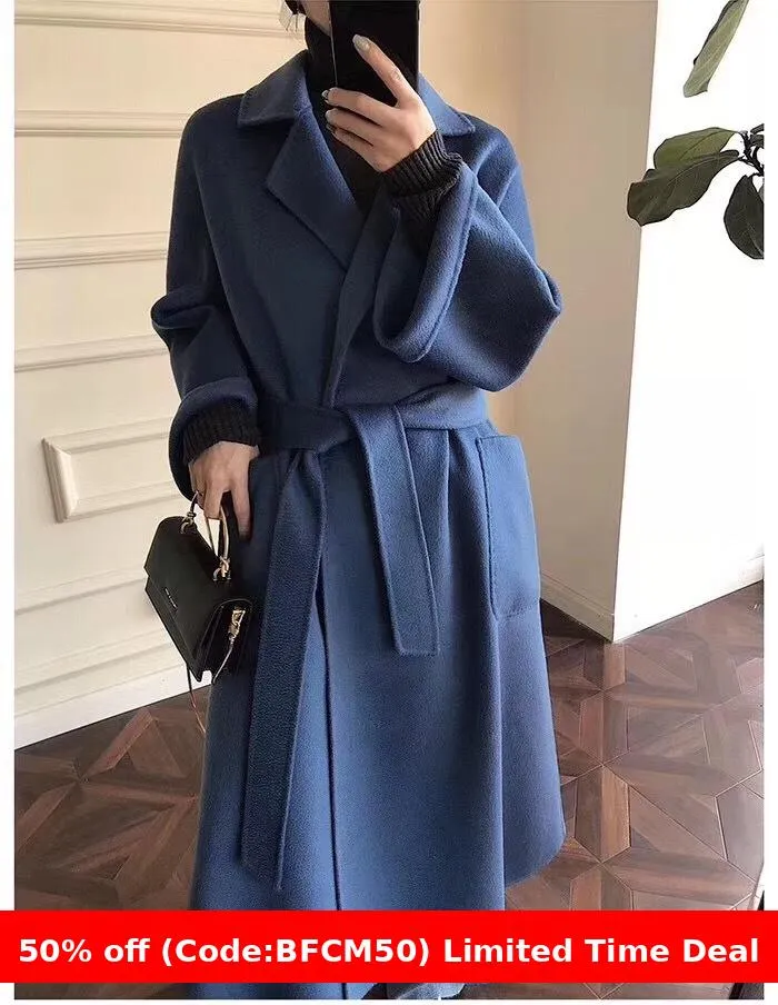 Flytonnshop winter outfits men Popular 2024 Water Ripple Double-Sided Cashmere Coat Women's Extended Bathrobe Autumn and Winter Coat Women