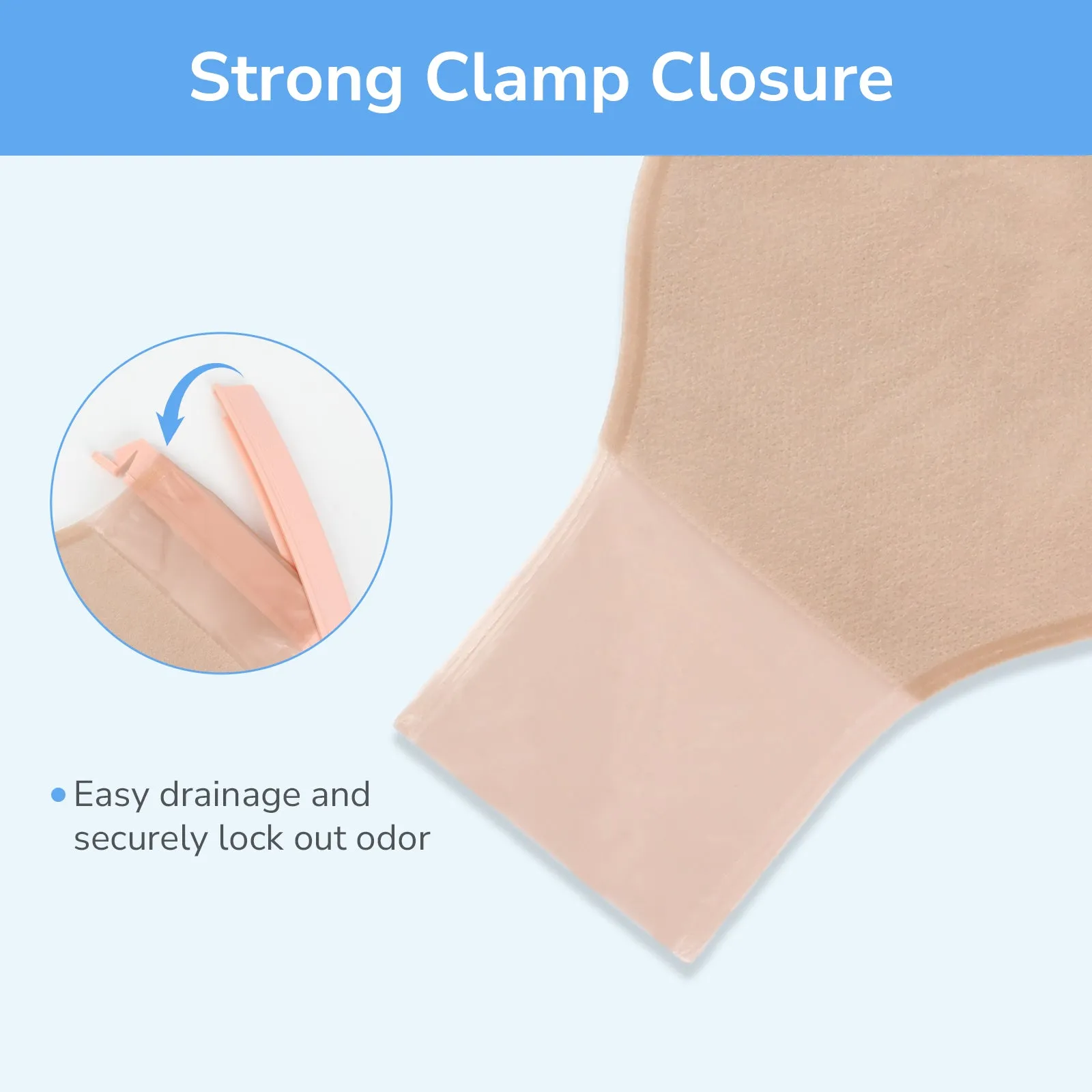 HEAGI 2-  Piece Colostomy Bags Ostomy Pouch with Clamp Closure for Ileostomy Stoma Care 22pce