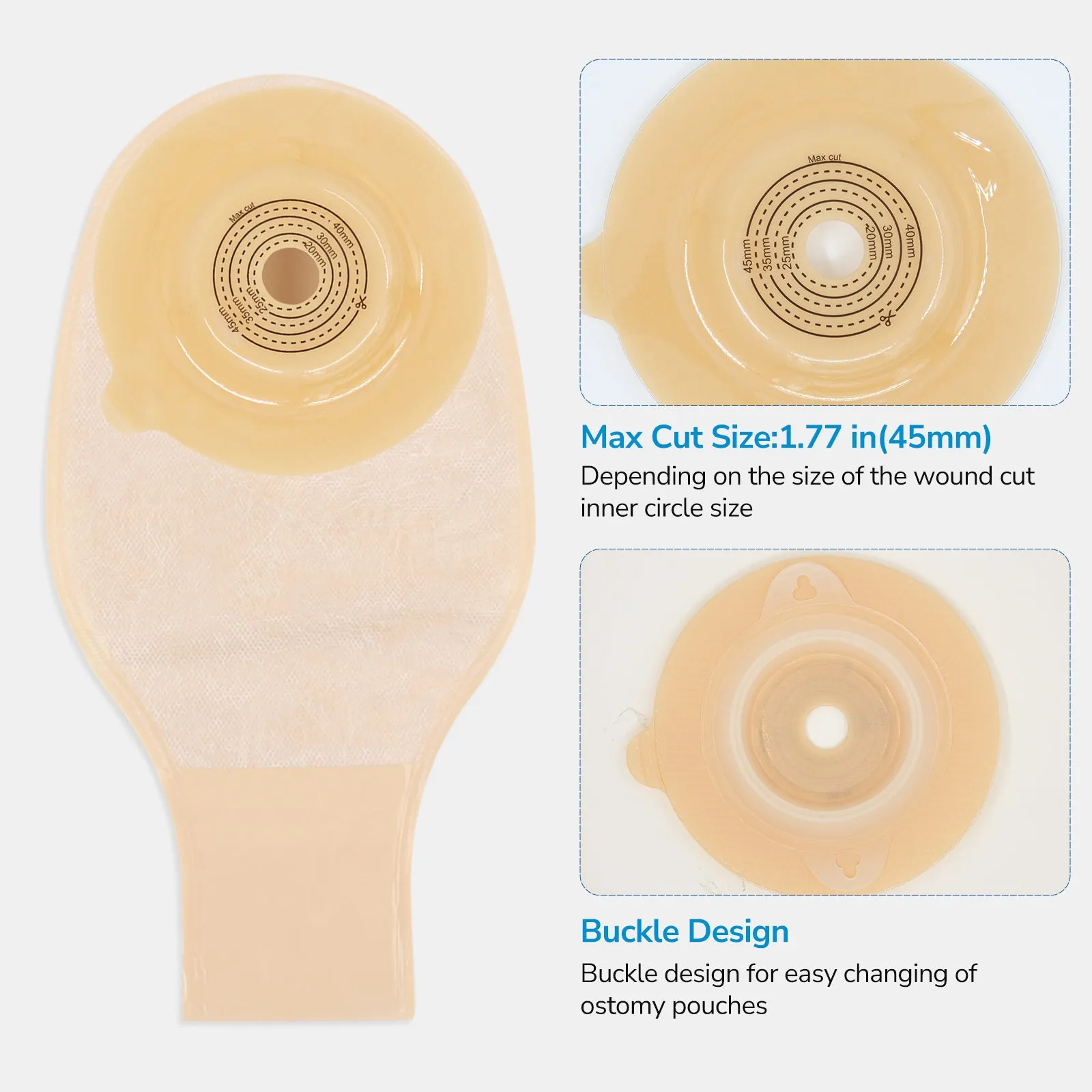 HEAGI Ostomy Supplies, Two-Piece Convex Colostomy Bags Ostomy Pouch with Clamp