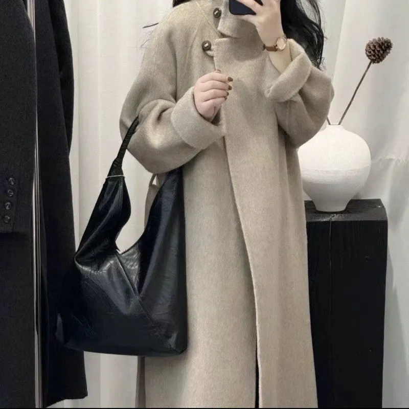 Joskaa construction worker costume Factory Big Promotion New Year Battle Robe Super Long Stand Collar Cashmere Coat Thickened Design Wool Coat Maillard Series