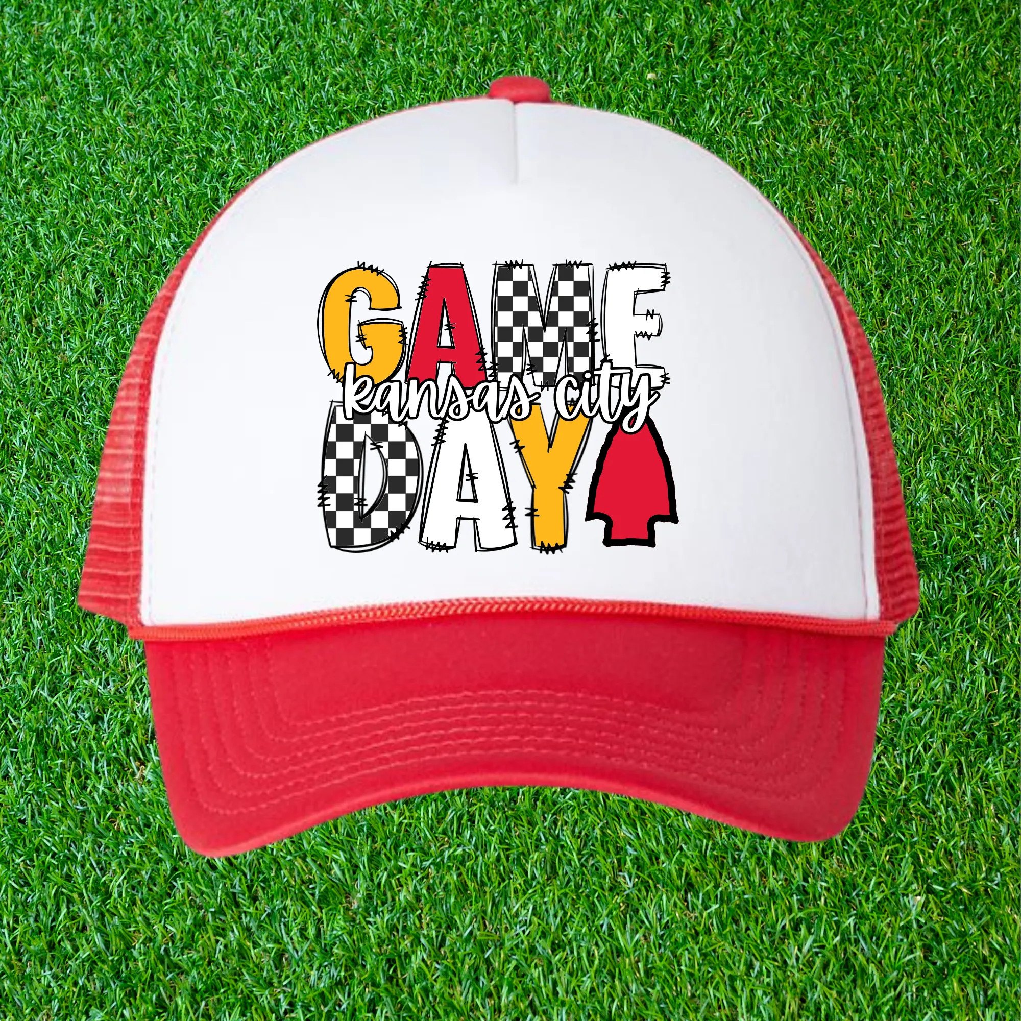 Kansas City Checkered Game Day Trucker Hat