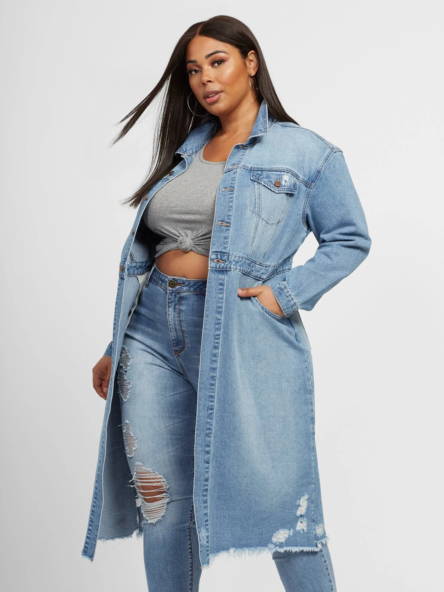 Kenna Maxi Length Trucker Jacket