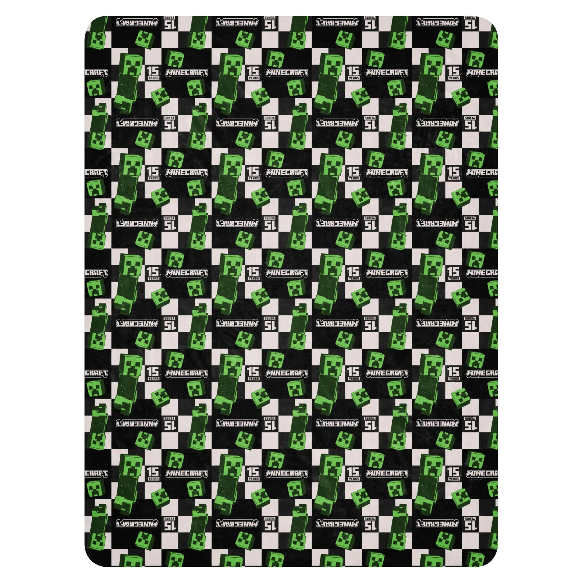 Minecraft 15th Anniversary Checkered Creeper Sherpa Blanket