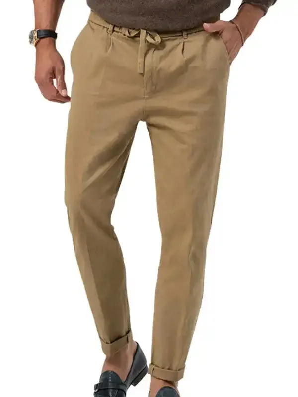 New men’s trendy business straight solid color casual trousers