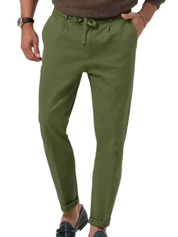 New men’s trendy business straight solid color casual trousers