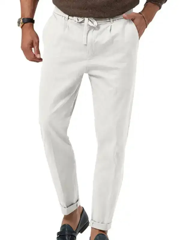 New men’s trendy business straight solid color casual trousers