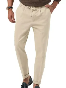 New men’s trendy business straight solid color casual trousers