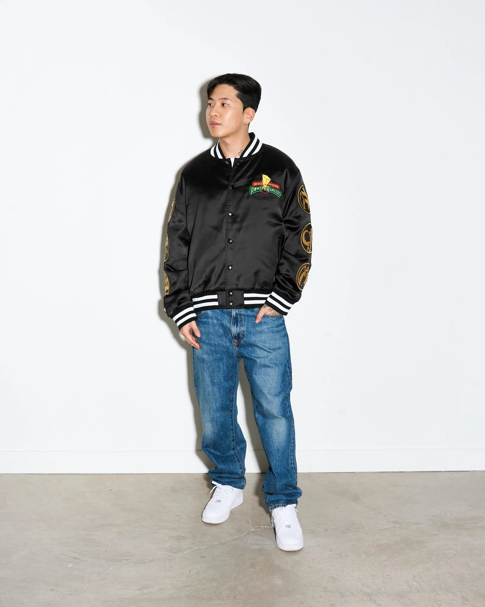 Power Rangers Black Ranger Quilted Satin Jacket