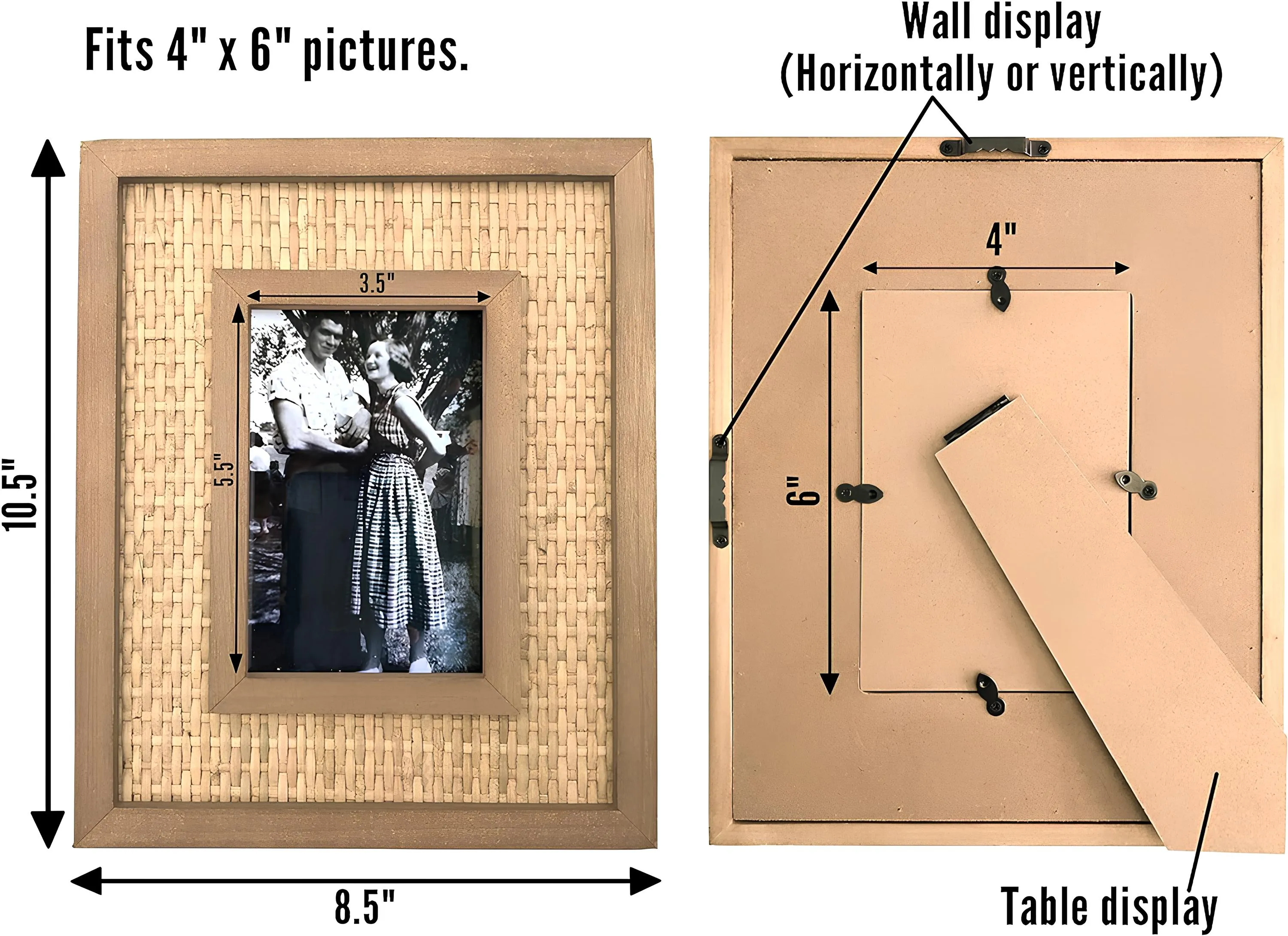 Rattan Photo Frame | Cane Photo Frame | Bamboo Photo Frame - Anaisha