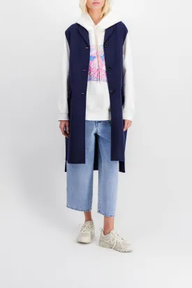 Sleeveless wool-cashmere long vest coat