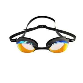 Swimz Vortex Mirrored Swimming Goggle - Low profile training & racing swimming goggles (Black / Smoke / Red)