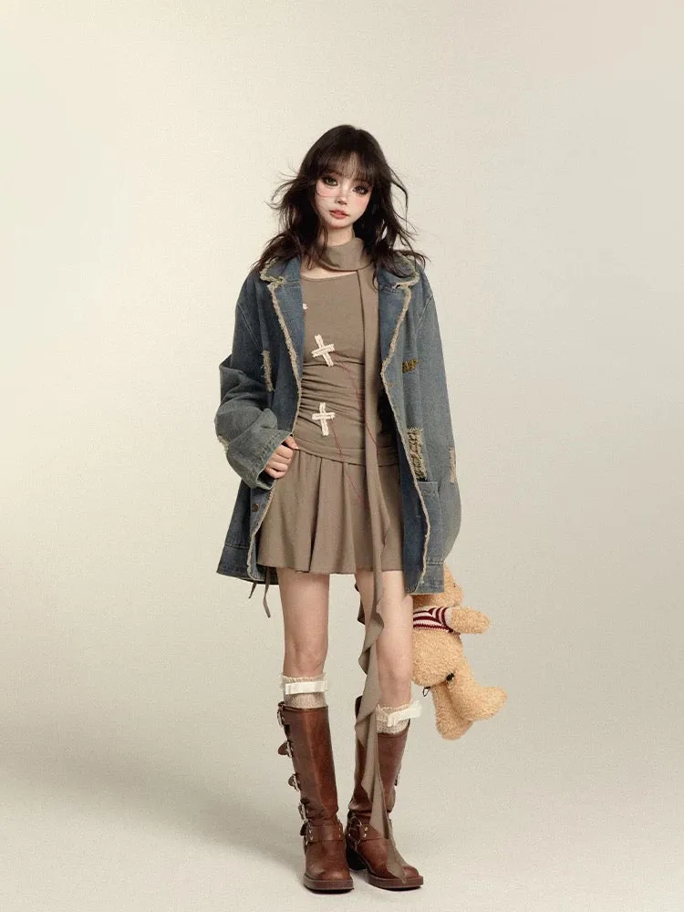 Vintage Distressed Denim Jacket / ヴィンテージ ディストレスト デニム ジャケット