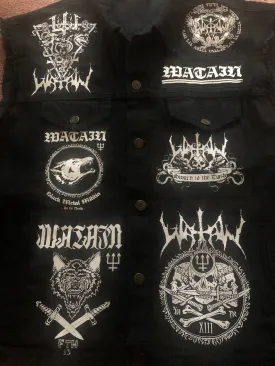 Watain Black Metal Militia Wolf Denim Vest Cut-Off Battle Jacket Sworn To The Dark